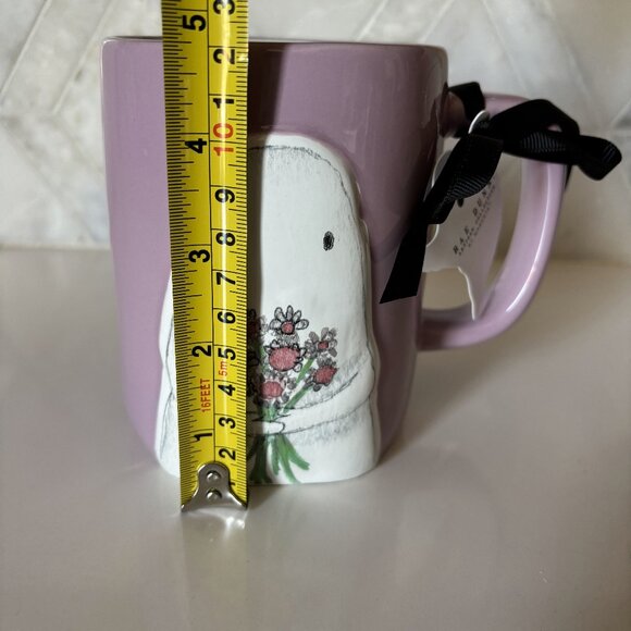 Rae Dunn Hey Boo Ghost Mug Flowers Purple Pink Magenta New Halloween - Picture 10 of 10